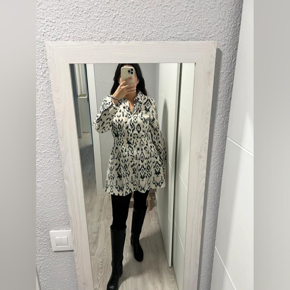 Zara Monochrome Long Sleeve Dress